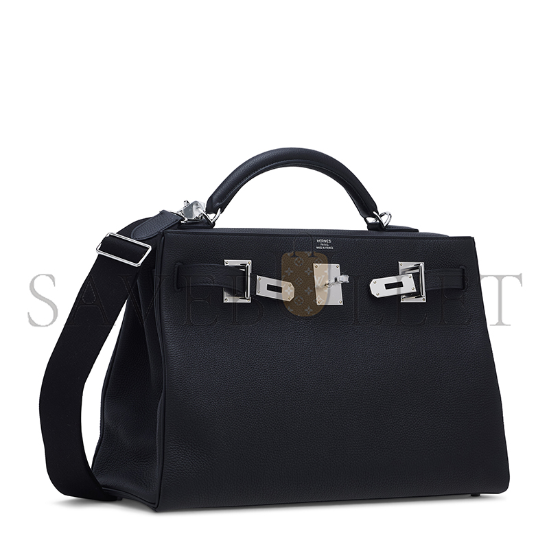H**me5 black togo leather maxi kelly 42 with palladium hardware 19271 (42*27*17cm)